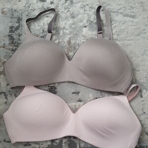 Calvin Klein Women's Seamless Bra Set - Pink and Beige/Gray